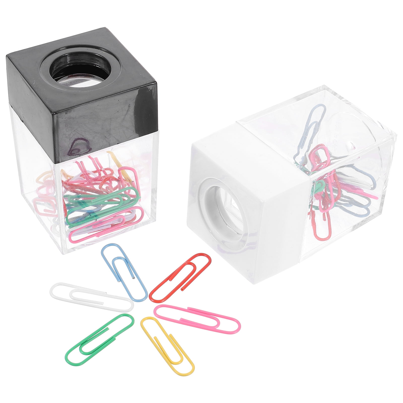 Eease 2pcs Paper Clip Holders Square Paper Clip Dispensers Portable