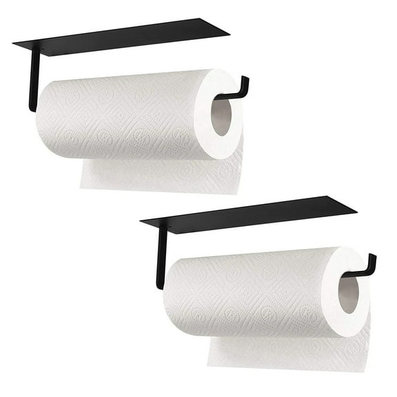 2pcs Paper Towel Holder,Black Towel Bar Rack for Refrigerator BBQ Grills Griddles Toolbox RVs Tailgates,Heavy Duty Strong Magnet Backing