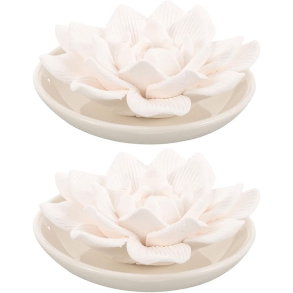 2pcs Passive Diffuser, White Plaster Flower Essential Oil Diffuser Non-Electric Aromatherapy Diffuser for Small Rooms Mini Room Noise-Free and Elegant Compact Design