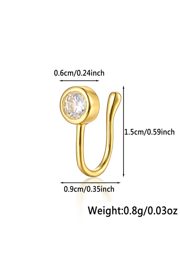 2pcs Pave Clear Cubic Zirconia Flat Round Nose Rings Nose Cuffs Fashion Jewelry Golden 15x9mm