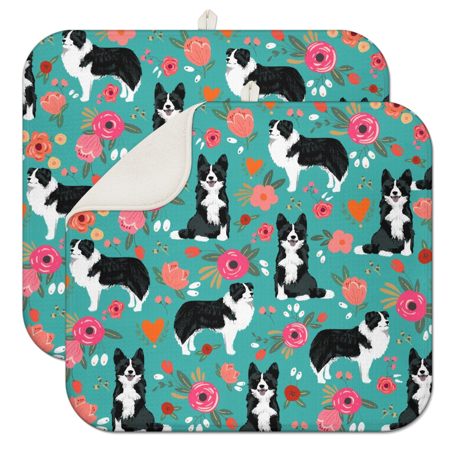2pcs Paw Design Quick Dry Kitchen Mat Absorbent Non-Slip Sink Protector