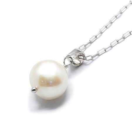 2pcs Pearl Necklace with Paperclip Chains with S925 Stamp 17.72 inch(45cm)