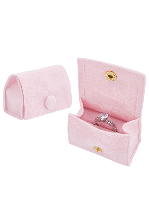 2pcs Pearl Pink Microfiber Ring Pouch Mini Jewelry Pouch with Snap Button Portable Ring Storage Bags Jewelry Bags Gift Packaging Bags DIY