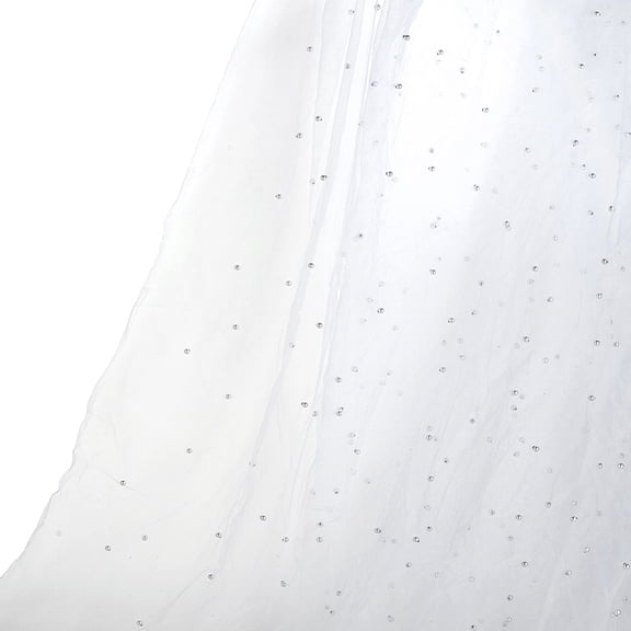 2pcs Pearl Tulle Fabric 6378.7 inches White Pearl Table Runner Wedding Veil Tulle Table Cloth Sheer Mesh Fabric DIY