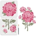 thumbnail image 1 of 2pcs Peony Stencil 11.8×11.8inch Large Peony Flower Stencils for Painting Splicing Style with Paint Brush Spring Floral Peony Drawing Template for Wood Walls Canvas Furniture Art Crafts DIY, 1 of 9
