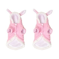 2pcs Pet Costume Rabbit Outfit with Hood & Bunny Ears for Small Dogs and Cats Pink - Size L