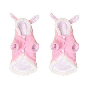 2pcs Pet Costume Rabbit Outfit with Hood & Bunny Ears for Small Dogs and Cats Pink - Size L
