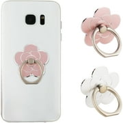 2pcs Phone Ring Holder Kickstand Cellphone Flower Finger Ring Grips Stand Metal Universal Accessories Compatible with Smartphone, Mobile Phones, Phone case Silver, Rose Gold