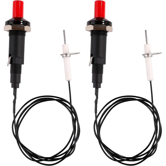2pcs Piezo Spark Igniter, Spark Ignition Kit BBQ Grill Igniter Replacement Electrode Metal Threaded Ceramic Push Button Replacement for Gas Fireplace Oven