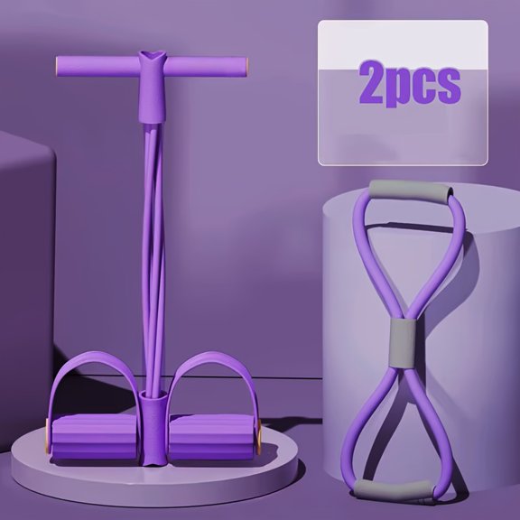2pcs Pilates Resistance Band Set for Back And Abdominal Exercise, Portable Multifunctional Leg Pedal Resistance Trainer for Sit-Ups