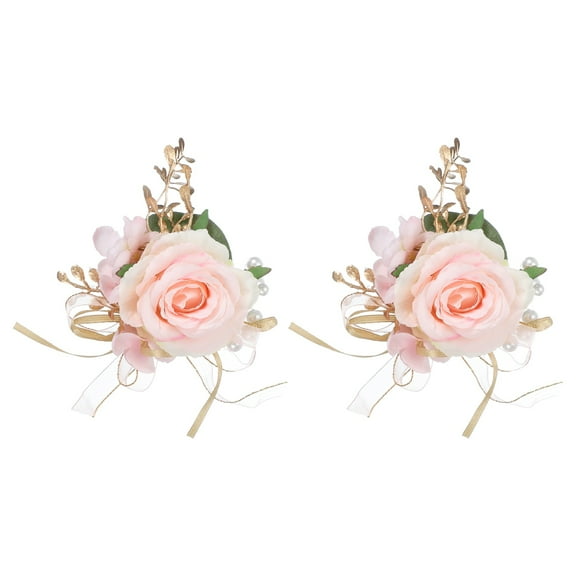 2pcs Pink Boutonnieres for Men, Artificial Flower Buttonholes Pocket Corsage with Boutonnieres Pins for Wedding Bride Groom Ceremony Anniversary Formal Party, Rose