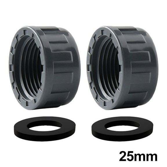 2pcs Pipe PVC Threaded Cap Round Female Thread Hose Connector with Rubber Seals