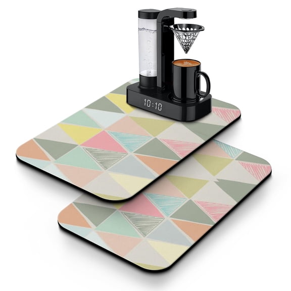 2pcs Plaid Checkered Coffee Bar Mats 4-Layer Absorbent Design, Multi-Functional Drying Mat for Kitchen