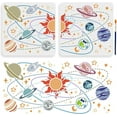 thumbnail image 1 of 2pcs Planet Galaxy Star Stencil 21.4×10.5inch Splicing Large Outer Space Theme Stencils with Paint Brush Celestial Planetary Orbit 11.8×11.8inch Template for DIY Craft Furniture Wood Canvas, 1 of 9