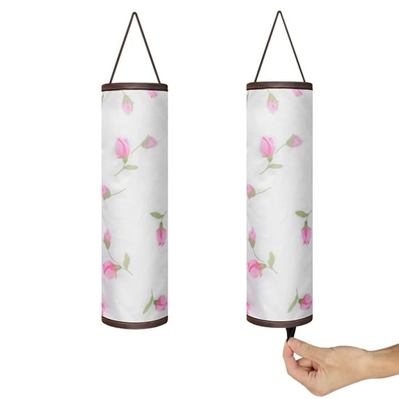2pcs Plastic Bag Dispenser Holders, Polyester Hanging Grocery Bag Holders, Foldable Breathable Washable Mesh Garbage Bag Organizers for Kitchen Plastic Bag Storage