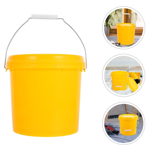 SEWCHICS Yellow Plastic Bucket, Multipurpose, Sealed, Compact, for Home and Garden, Easy to Carry