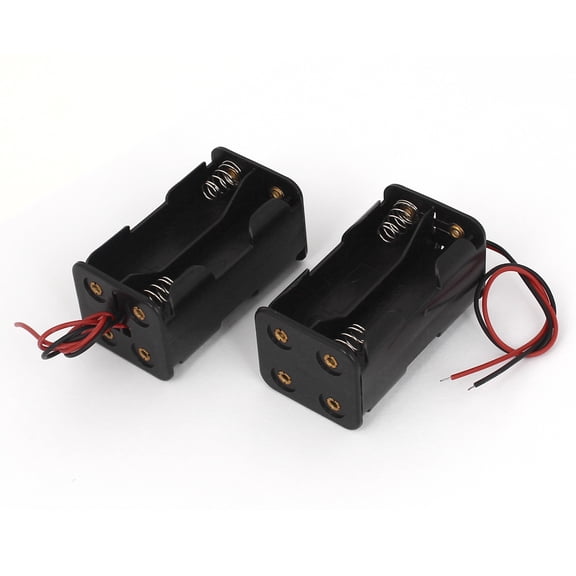 2pcs Plastic Double Sides 2-Wired 4 x 1.5V AA Battery Case Storage Boxes Holder