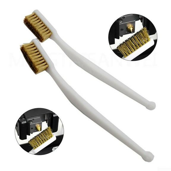 2pcs Plastic Handle Cleaner Tool Copper Wire Brush Industrial Toothbrush
