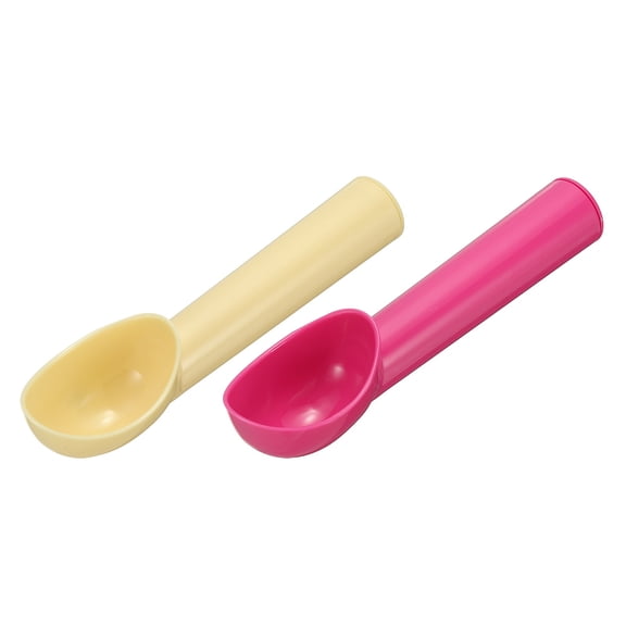 2pcs Plastic Ice Cream Scoops, Fruit Spoons Watermelon Scooper for Ice Cream Yogurt Cupcake Melon Ball Red Beige