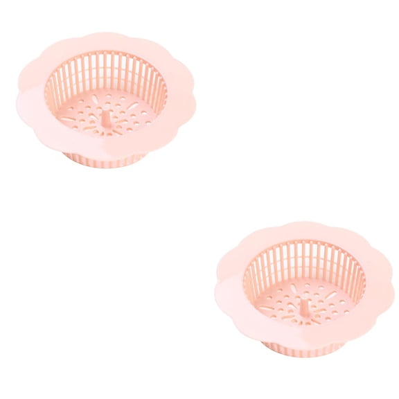 unbranded 2pcs Plastic Mesh Sink Strainer Flower Shaped Round Basket Strainer for Kitchen Bathroom (Random Color)