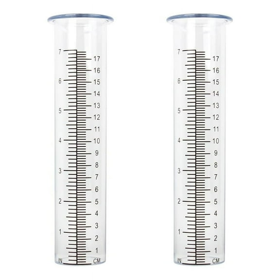 2pcs Plastic Rain Gauge Replacement Tube with 7 Inch Capacity Rain Water Gauge for Garden Yard Outdoor
