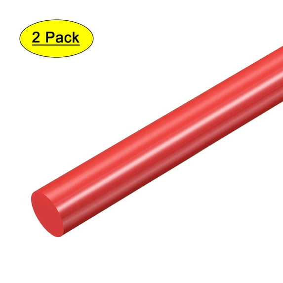 2pcs Plastic Round Rod 13/1" Dia 20" Length Red (POM) Polyoxymethylene Rods Engineering Plastic Round Bars(20.5mm)
