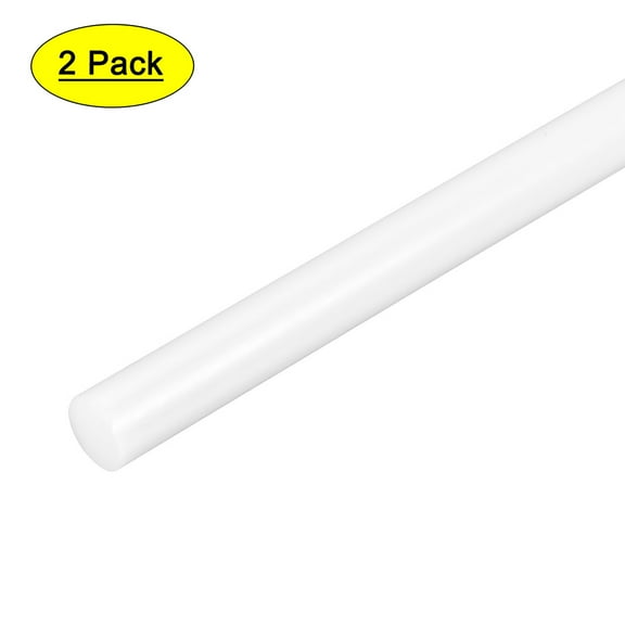 2pcs Plastic Round Rod 3/8" Dia 20" Length White (POM) Polyoxymethylene Rods Engineering Plastic Round Bars(10mm)
