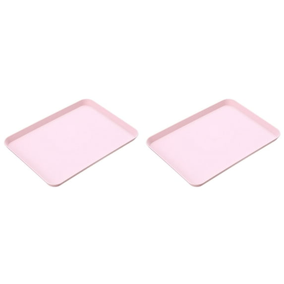 2pcs Plastic Trays Fast Food Tray, Serving Trays for Party, Serving Platter Coffee Table Tray Lunch Dinner Tray, Cafeteria Trays for Food Fruit Dessert Snack, Trays for Serving Food, 13.4x9.4in, Pink