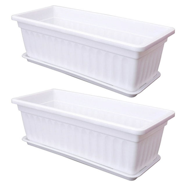2pcs Plastic Vegetable Flower Planters Boxes Rectangular Flower Pots