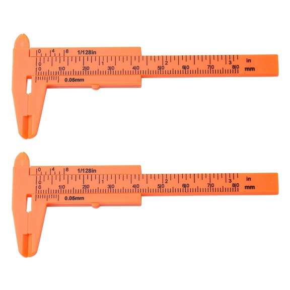 2pcs Plastic Vernier Caliper Orange Red 10.5x4.4x0.5cm