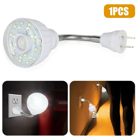 2pcs Plug-in LED Night Light, LED Motion Sensor Step Light with 360 Rotation Gooseneck for Bedroom, Bathroom, Kitchen, Hallway, Stairs