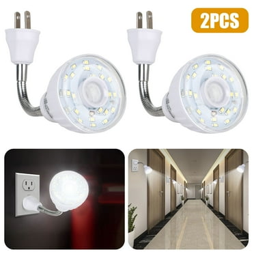 2pcs Plug-in LED Night Light, TSV LED Motion Sensor Step Light with 360 Rotation Gooseneck for Bedroom, Bathroom, Kitchen, Hallway, Stairs