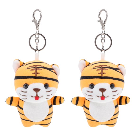 2pcs Plush Tiger Pendants Key Chain Pendants Handbag Backpack Key Hanging Decors