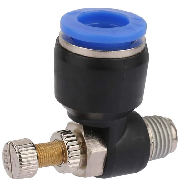 2pcs Pneumatic Flow Control Valve, Air Speed Regulator with Quick Connect Fitting, Brass and Plastic T Valve for 10mm Tubing, Compact Pipe Fitting (SL10-01)
