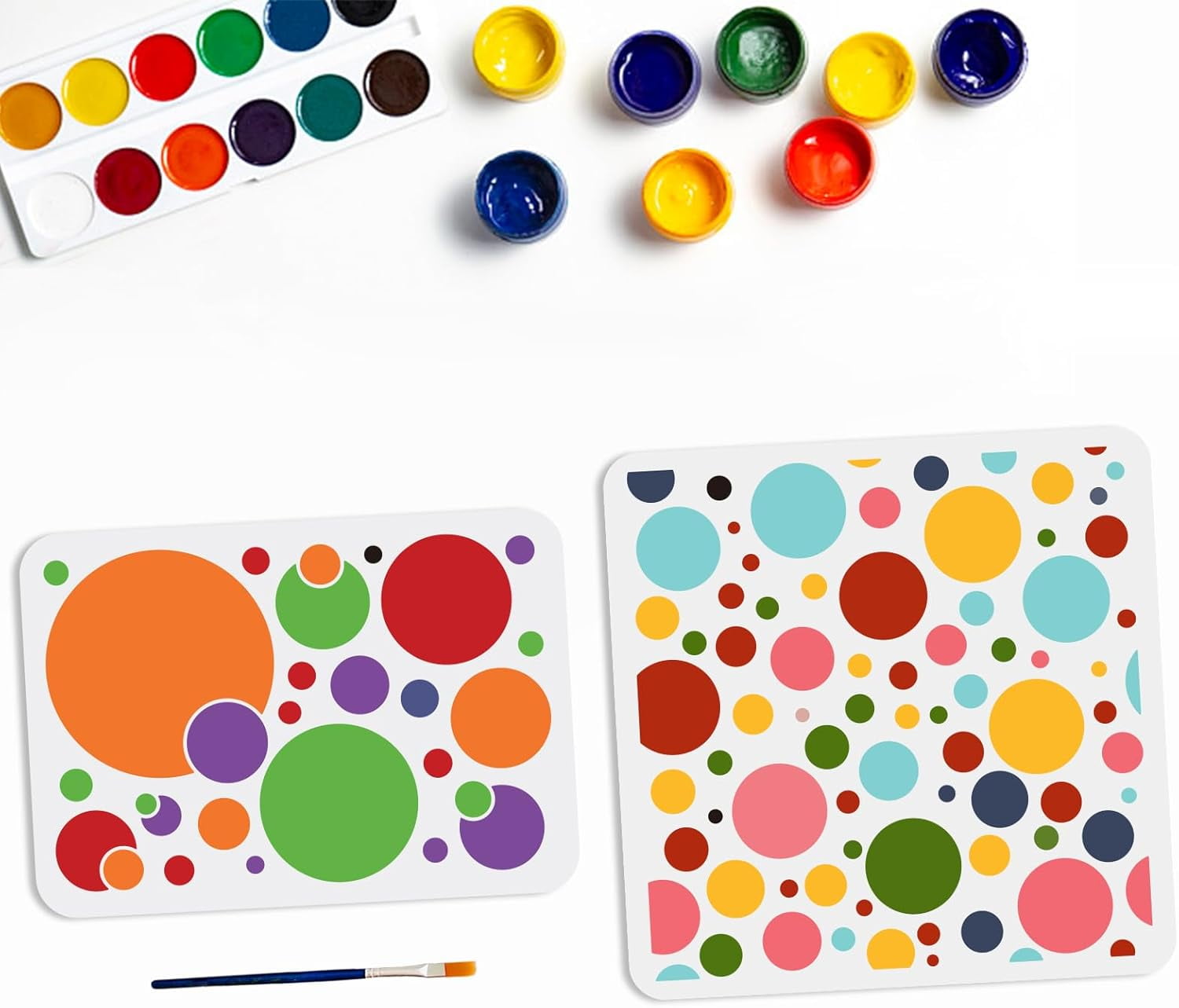 2pcs Polka Dot Stencils Circle Dot Wall Stencil 11.8×11.8/11.7×8.3inch ...
