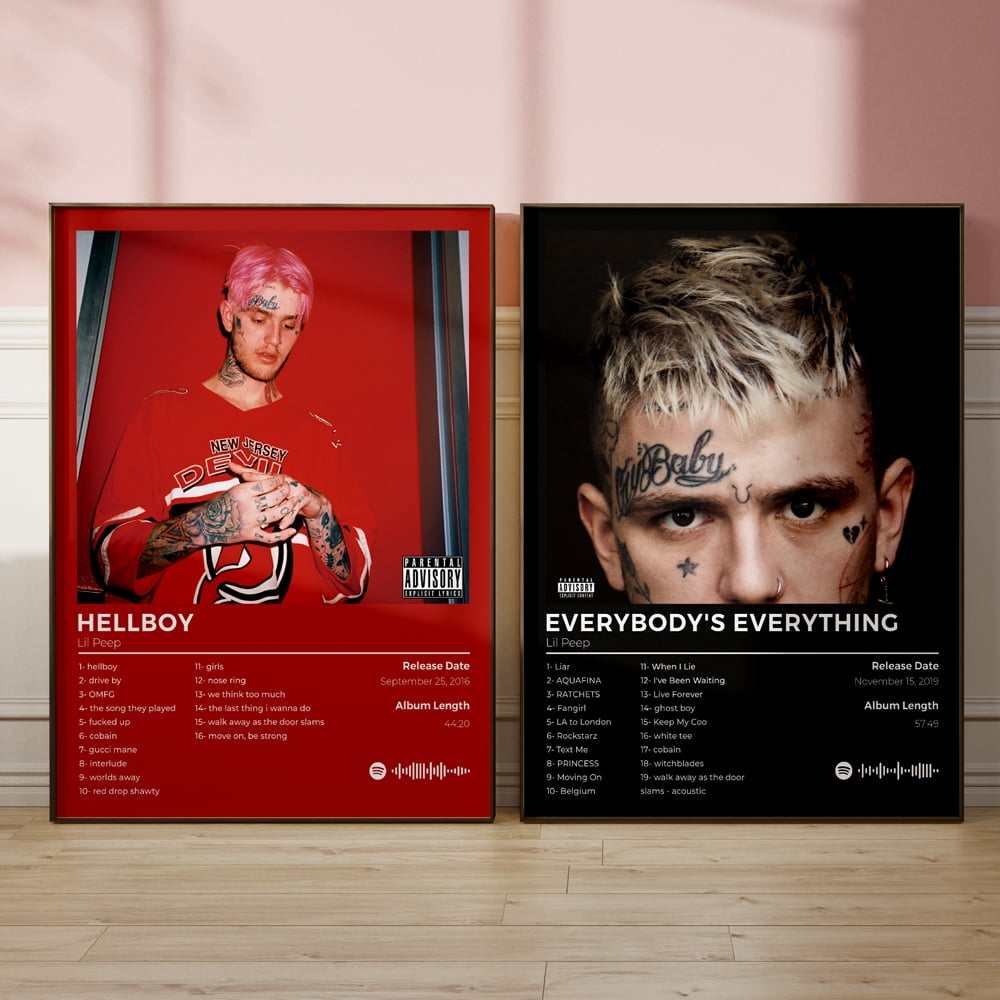 2pcs Pop Rap Album Cover Lil Peep Hip Hop Rock Decorative Painting, Canvas 21x30cm, Waterproof Wall Art for Home Decor, No Frame