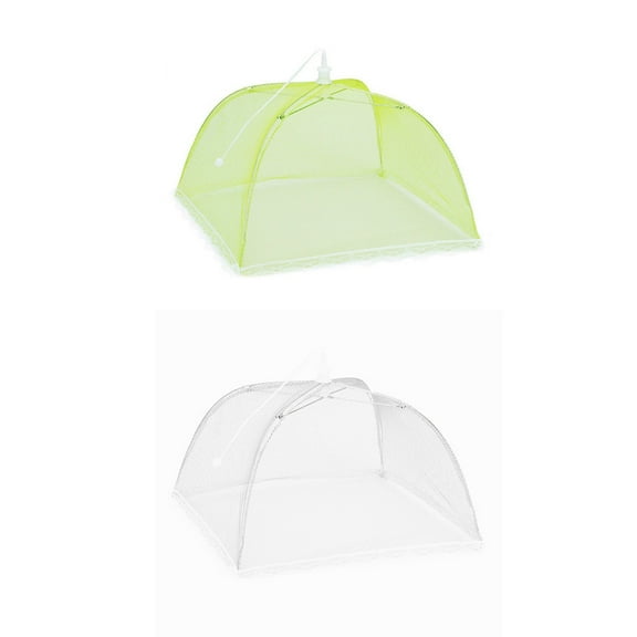 2pcs Pop-Up Mesh Food Cover Tent, Durable Net Material Collapsible for Picnic BBQ Plate Insect Protection