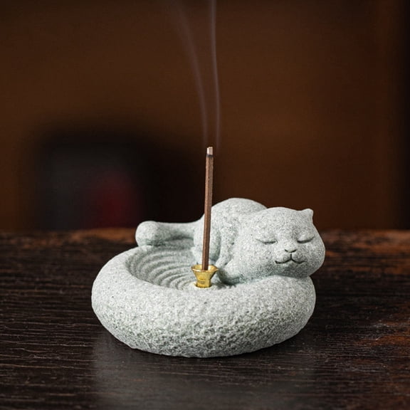 2pcs Porcelain Incense Burners Chinese Incense Holders Home Office Teahouse Zen Buddhist Supplies Cat Shape 62x64x36mm