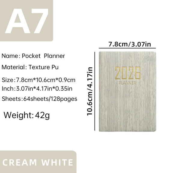 2pcs Portable A7 Weekly Planner 2026 Diary, Mini Creative Notebook with PU Leather Cover, Pocket Journal, Weekly Calendar Notepad