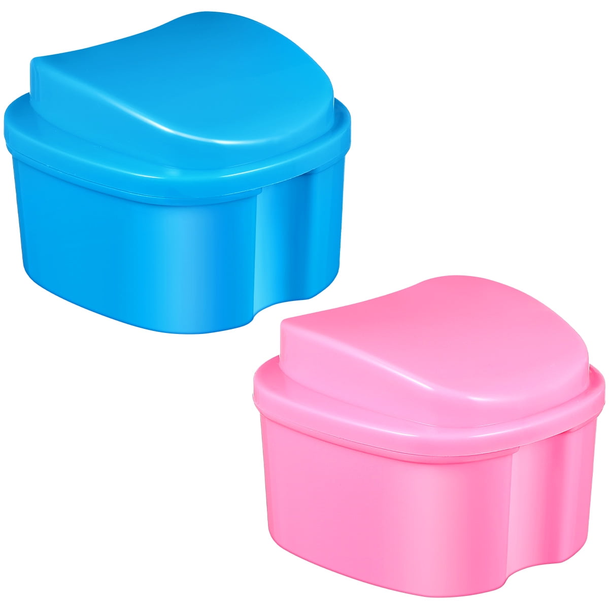2pcs Portable Denture Case Travelsized Denture Container Household