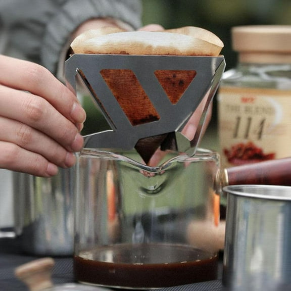 2pcs Portable Foldable Coffee Filter Stainless Steel Easy Clean Reusable Coffee Funnel Paperless Pour Over Holder Coffee Dripper