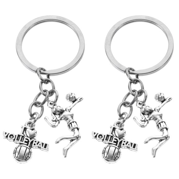 Nicehomfit Volleyball Keychain Plated Silver Zinc Alloy Creative Design for Hanging Keys 2Pcs