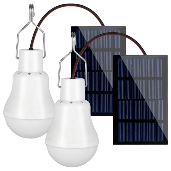 2pcs Portable Solar Powered LED Lantern, Tent Light Bulb, Solar LED Bulb Lights, Chicken Coop Lights, Rechargeable Emergency Lamp for Outdoor Indoor Garden Camping Reading Lighting, Cool White