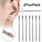 2pcs Portable Spiral Stainless Steel Curette Ear Wax Remover Spring Ear Clean