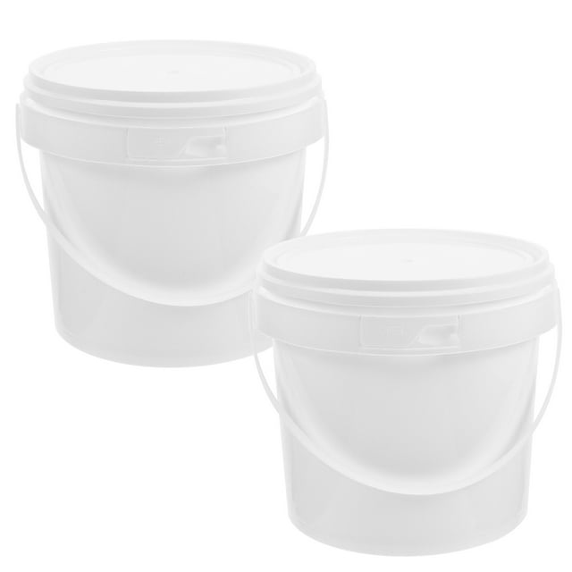 2pcs Portable Storage Bucket Toy Bucket White Plastic Bucket with Lid