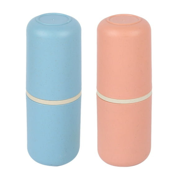 2pcs Portable Toothbrush Travel Case, Dustproof Toothbrush Holder, for Business Camping Travel or Daily Use, 20.5*6.3cmPink+Blue