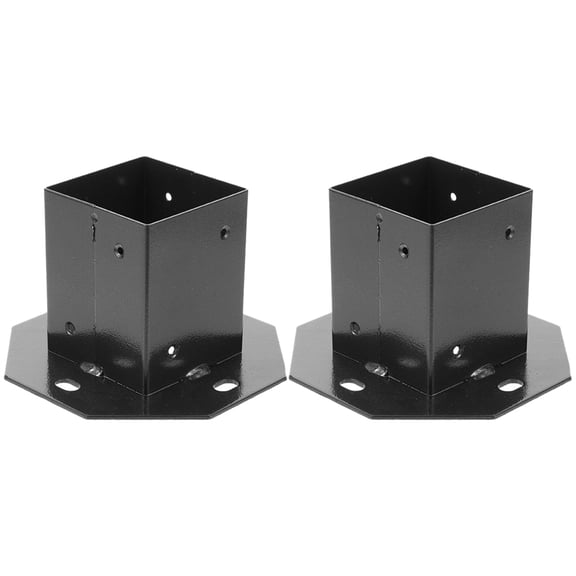 FONDOTIN 2Pcs Heavy Duty Metal Post Bracket Base for Deck Mailbox Post Protector Black