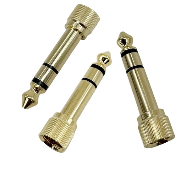 jztuppconn 3Pcs Gold Plated 6.35mm 1/4" (1/4 Inch) Stereo Male to 3.5mm 1/8" (1/8 Inch) Female Jack Audio Adapter with Screw On Stereo Phone Screw-On Adapter for Guitar Headphones Amp