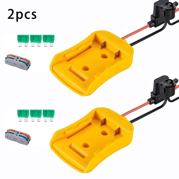 2pcs Power Tool Adapter, for Dewalt 18V/20V Max Battery Adapter Kit, with Switch Socket Power Supply, with Fuse Holder, DIY Battery Converter Connector, Home Electric Tool Parts Replacement