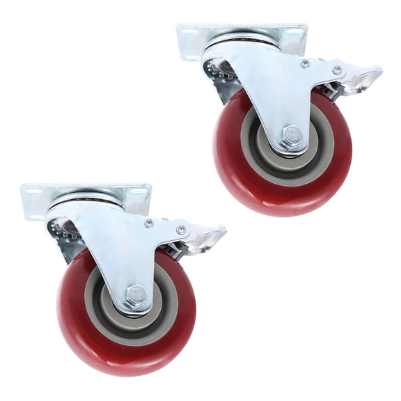 2Pcs Red Heavy Duty Swivel Caster Wheels for Quiet Furniture Transport